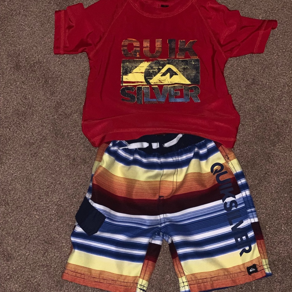 Quiksilver boardshorts and rashguard Toddler Sz 3T